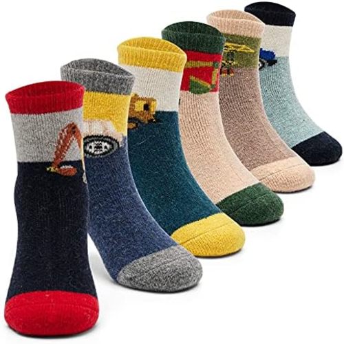 Boys Wool Socks Kids Thick Winter Socks Thermal Crew Socks for Boys 6 Pairs