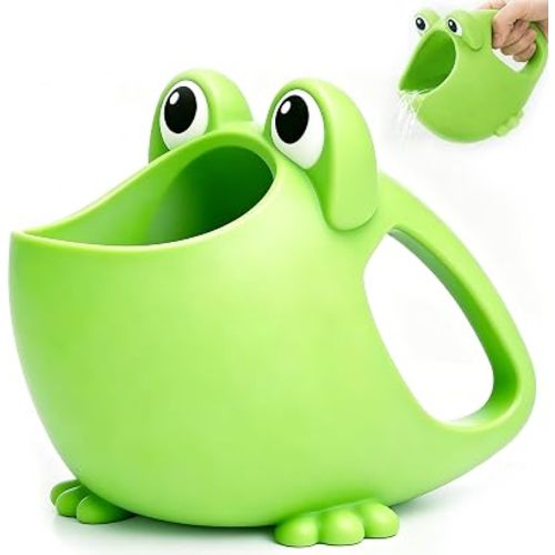 Silicone Baby Rinser Cup Frog Waterfall Bath Hair Rinse Cup, Green