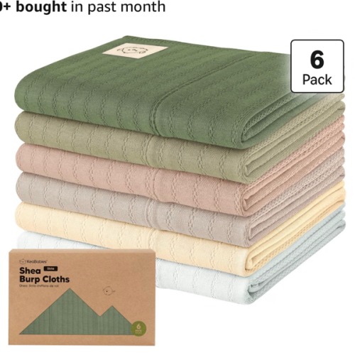 Organic Burp Cloths Baby Boy, Girl - 6-Pack Large 100% Cotton Burping Cloths for Babies, Spit Up Rags, Super Absorbent, Ultra Soft Newborn Rag, Gender Neutral, Machine Washable, Durable (Prairie)