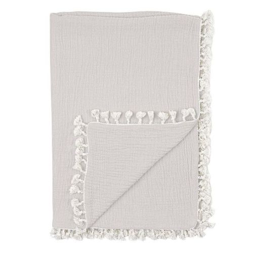 Crane Baby 6-Layer Muslin Baby Blanket with Tassle Edge - Moonstone
