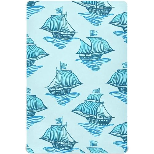 Sailing Ship Water Baby Crib Sheets for Standard Mattress Buttery Soft & Breathable Fitted Crib Sheet for Toddler Boys Girls Infant, 28"x52"x9"