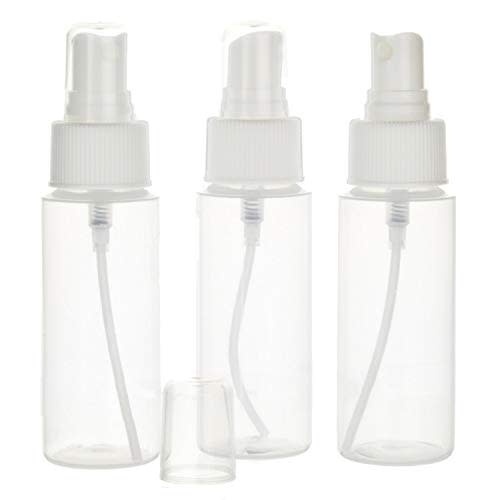 Chica and Jo 2oz Clear Plastic Spray Mist Bottles - Set of 3 - Empty Bottles with Pump Spray Cap - Travel Size 2 Ounce Made in the USA