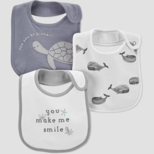 Baby Boys' 3pk Sea Creatures Bib - Just One You® made by carter's White/Gray