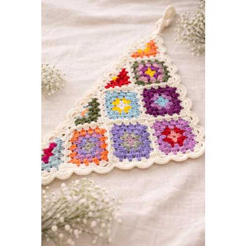 Handmade Crochet Cotton Bandana | Boho Baby Headscarf, Toddler, Mom Accessory
