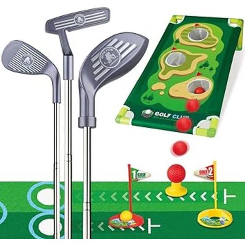 Toddler Golf Clubs Set Adjustable, Upgraded Aluminium Alloy Shaft Kids Golf Toys Indoor & Outdoor Backyard Golf Game Toy Playset Gifts for Aged 2-6 Toddlers Kids Baby (Grey, M)
