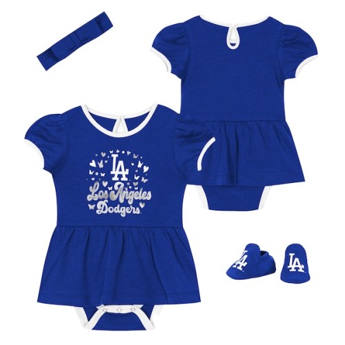 Girls Newborn Los Angeles Dodgers Outerstuff Play Day Bodysuit, Headband & Booties Set