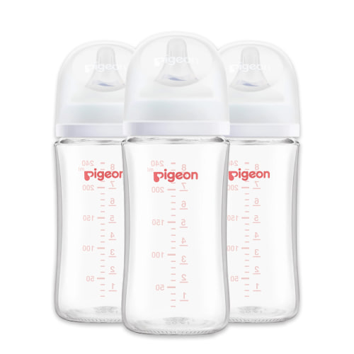 Pigeon Wide Neck Nursing Bottle 8oz/240ml Glass 3pc with M nipple