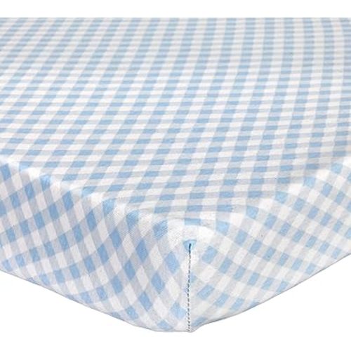 Abstract Mini Crib Cotton Sheets - Pack n Play Sheets Fitted- Ultra Soft Crib Sheets for Boys Girls Baby - Universal - Snug Fitted - Cotton - 24"x38" (Blue Checkered)