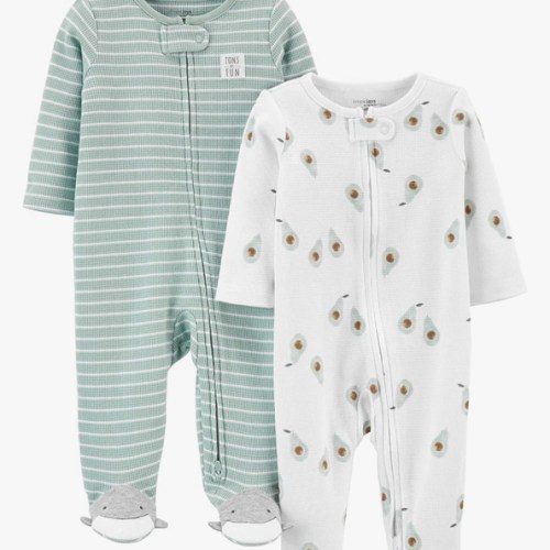Simple Joys by Carter's unisex-baby 2-way Zip Thermal Footed Sleep and Play, Pack of 2