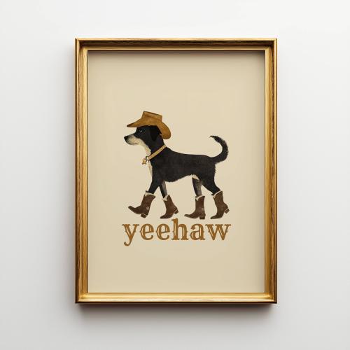 Cowboy Dog Print, Cowboy Dog Art, Dog Wall Art, Cowboy Decor, Cowboy Wall Art, Western Dog Wall Art, Funny Print, Cute Puppy, Dog Art