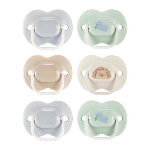 Tommee Tippee Ultimate Fit Newborn Pacifiers, 0-6 Months, Extra Air Holes, Symmetrical Nipple and Shield, 100% BPA Free Silicone, Dishwasher & Sterilizer Safe, Blue and Green, Pack of 6