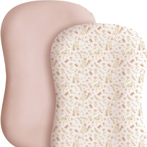 Konssy 2 Pack Baby Lounger Cover, Stretchy and Soft Newborn Lounger Cover, Infant Lounger Slipcover for Boys Girls, Covers Only (Pink Spring,Pink)