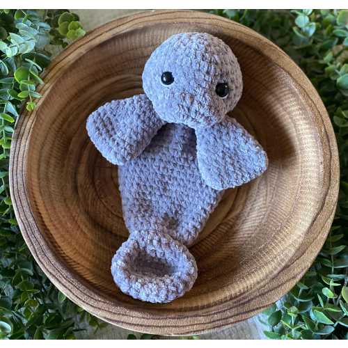 Crochet Manatee Snuggler: Handmade Velvet Plush Toy