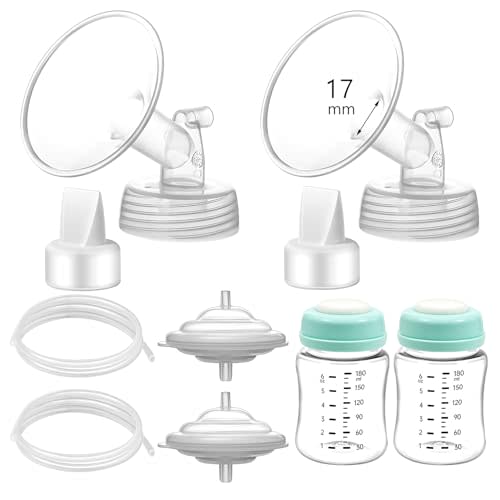 Pump Parts Compatible with Spectra S1/S2/9 Plus, Not Original Accessories, Full Set Replacements Include 17mm Flange, Duckbill Valve, Backflow Protector, Tubing and Bottle