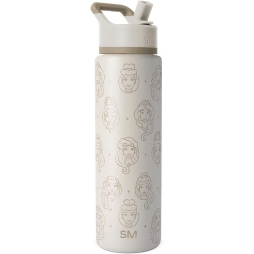 Simple Modern Summit Water Bottle with Straw Lid | Disney 30oz Leak Proof Stainless Steel Insulated Cup | Gifts for Her Him | Princess Icons