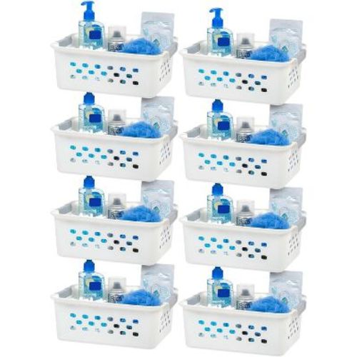 IRIS Small Plastic Basket Storage, White, 8Pk