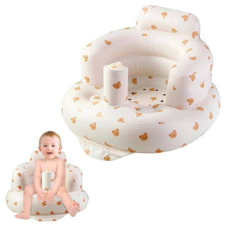 PandaEar Inflatable Baby Seat for 3 Months+, Blow Up Infant Chair Toddler Floor Seats with Built in Air Pump for Sitting Up, Bear