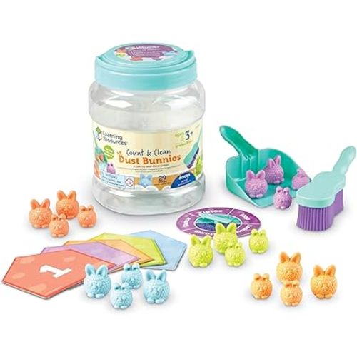 Learning Resources Count & Clean Dust Bunnies, Toddler Activities, Educational Toys Set, Color Teaching Toys, 29 Pieces, Age 3+