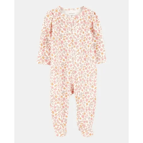 Baby Girl Floral 2-Way Zip Cotton Sleep & Play Pajamas - Pink | Carter's