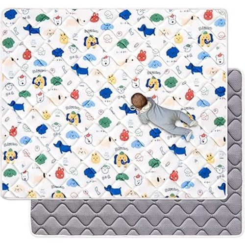 Odorless Premium Foam Baby Play Mat, Soft Microfiber Fabric Crawling Mat for Floor- Comfortable and Hypoallergenic, Non-Slip Cushioned Floor Playpen mat for Infants,Babies,Toddlers