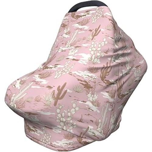 Western Cactus Baby Car Seat Canopy Cover Baby Stuff, Nursing Breastfeeding Covers Infant Carseat Cover for Boys and Girls Newborn Shower Gifts