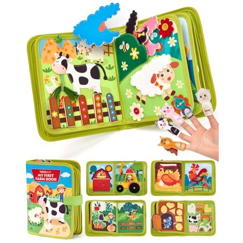 hahaland Busy Book for Toddlers 1-3 - Montessori Toys Busy Board for 1 Year Old Boy Gifts Girl Toys Educational Learning Quiet Activity Books Gifts Toddler Easter Basket Stuffers One Year Travel Toys