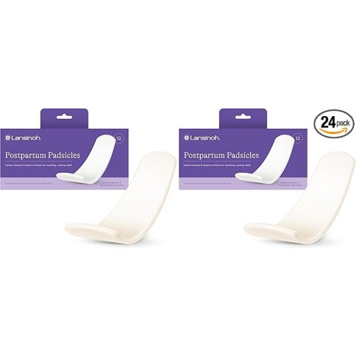 Lansinoh Postpartum Cooling Pads, Perineal Ice Packs, Witch Hazel Pads for Postpartum Care, Padsicles with Cooling and Comforting Aloe Vera,12 Count (Pack of 2)