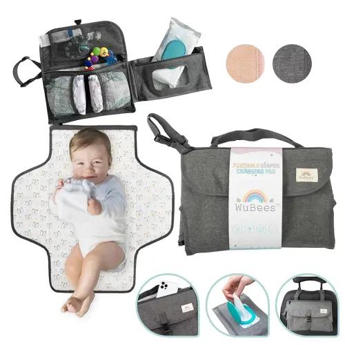 Portable Diaper Changing Pad for Baby Foldable Waterproof Mat Travel Diaper Changing Station Baby Essentials Gifts for Baby Shower Newborn Girls and Boys Baby Stuff by WuBees