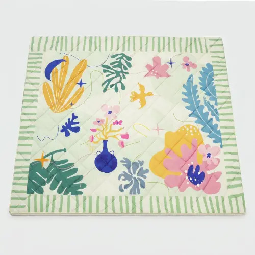 Quilted Comfort Baby Play Mat 1.5" Thick – Removable Cover, Non-Slip garden bloom