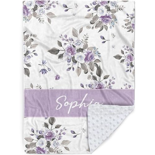 Personalized Baby Blanket for Girls, Custom Nursery Blanket with Name, 30 x 40 Inch Soft Minky Blanket for Baby Toddlers, Newborn Print 06