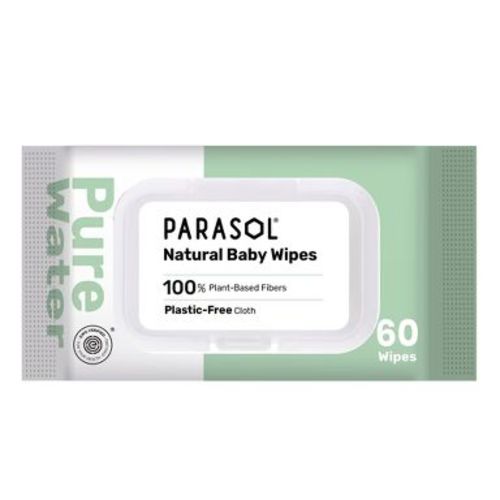 Parasol 99% Pure Water Baby Wipes for Sensitive Skin - 60ct: Latex-Free, Dye-Free, Alcohol-Free