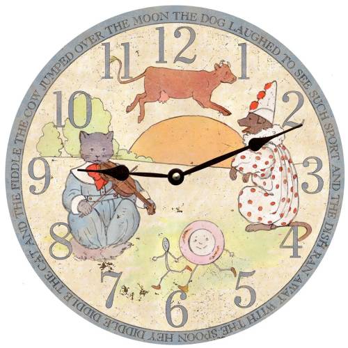 Nursery Rhyme Clock- Hey Diddle Diddle Clock- Cat And The Fiddle Clock