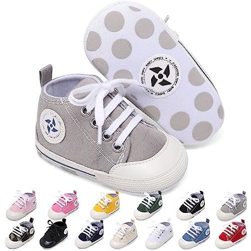 Baby Boys Girls Star High Top Sneaker Soft Anti-Slip Sole Newborn Infant First Walkers Canvas Denim Shoes