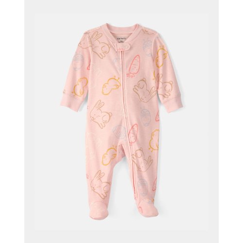 Baby Girl Easter 100% Cotton 2-Way Zip Sleep & Play Pajama - Pink | Carter's