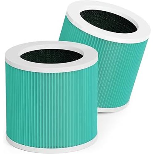 DH-JHD07 Air Filter Replacement 4-in-1 True HEPA Filter for Pollen, Pet Dander, Hair, Smell, Dust - Pet Dander Version (Green), 2 Pack