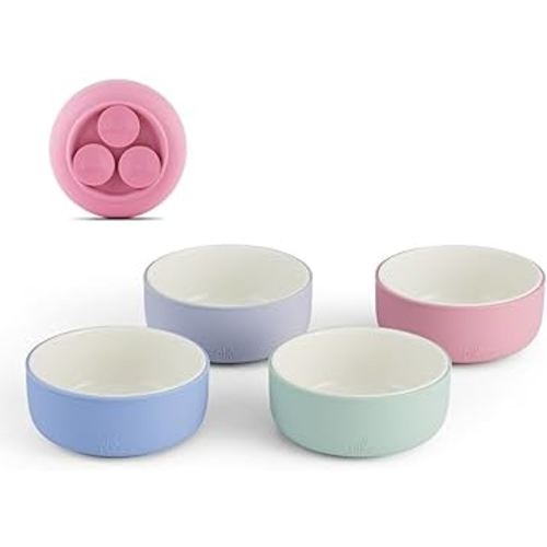 Elk and Friends Kids Porcelain Bowls with Silicone Suction Sleeve | Kids/Toddler/Baby Feeding | Microwave & Dishwasher Safe | Non slip | Cereal/Soup/Snack Dishes & Dinnerware