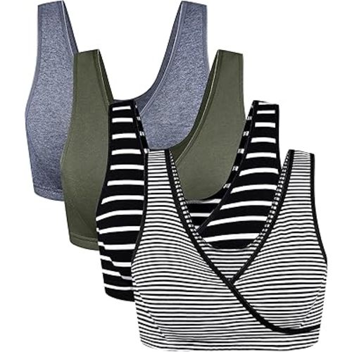 CAKYE 4 Pack Nursing Sleep Bras for Maternity and Breastfeeding Comfort Cotton Bralette