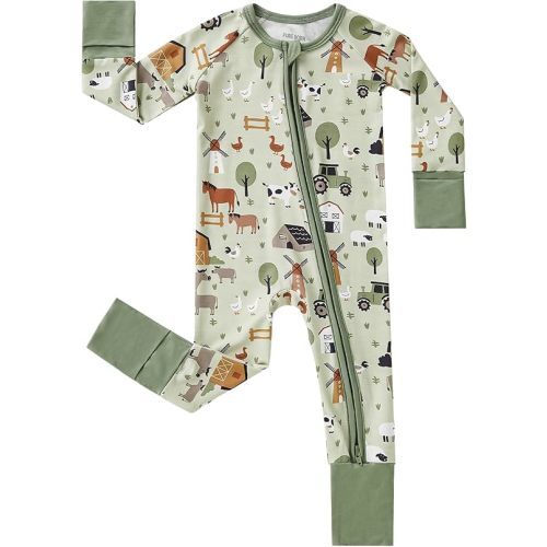 pureborn Baby Infant Boys Girls Sleeper Snug Fit Viscose from Bamboo Pajamas 0-24 Months