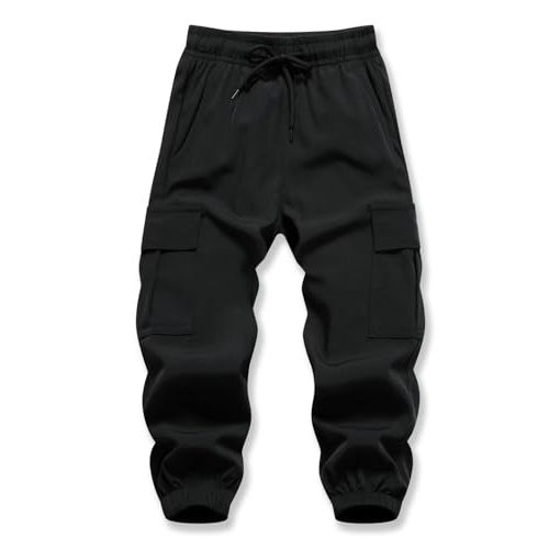 XiaoLongRen Baby Boys Cargo Joggers Pants Toddler Quick Dry Lightweight Hiking Pants Kids Pull On Sweatpants
