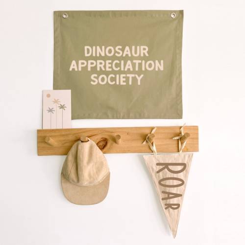 Dinosaur appreciation society wall banner ~ Fern green