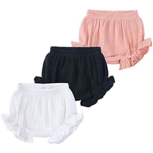 Baby Girls Ruffle Bloomer Shorts Toddler Cute Cotton Linen Panty Diaper Covers