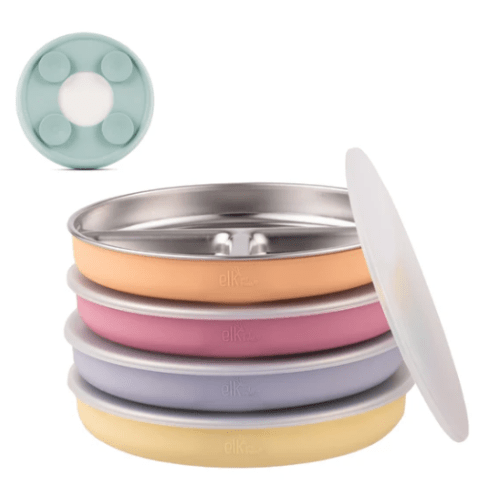 7.8" Stainless Steel Divided Plates with Suction Sleeve