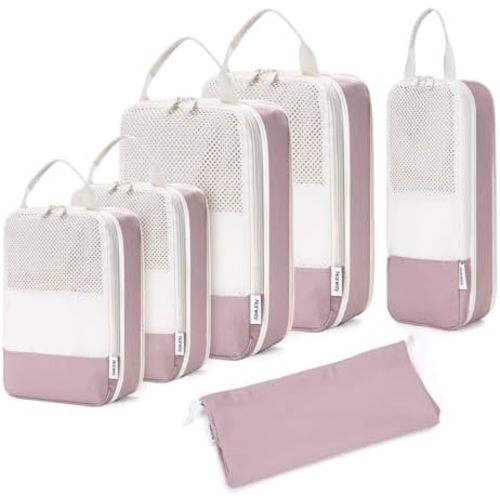 Narwey 6 Set Compression Packing Cubes for Travel Kids Women Carry on, Packing Organizers Bag for Backpack Luggage Suitcase Duffle Bags