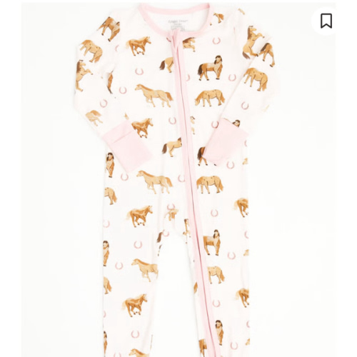 Angel Dear Infant Girls' Horse Print Footie Onesie