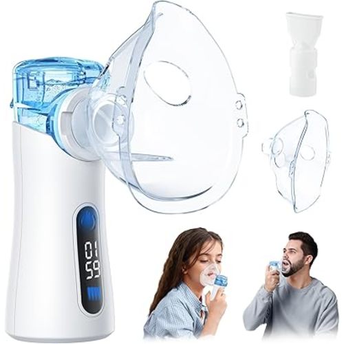 Nebulizer Electric Handheld Mesh - Portable Quiet Steam Inhaler for Adults Kids, Rechargeable Self-Clean Complete Kit for Home Travel
