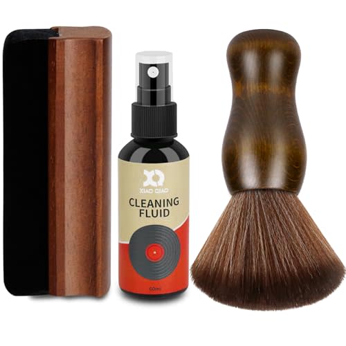 XQ XIAO QIAO Vinyl Record Cleaner Kit - 5-in-1 Vinyl Records Cleaning Kit Includes Soft Velvet Record Brush, Cleaning Liquid, Nano Fiber Record Cleaning Brush, Cleaning Cloth and Storage Bag