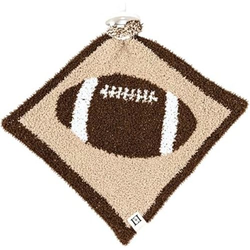 L+L USA Football Baby Lovey Pacifier/Teether Holder 10"x10" - DreamSoft Plush Fluffy Cuddly Soothie Reversible Mini Comfort Blanket - Cute Newborn Gift Essential Babies Boys Girls (Brown/Tan)