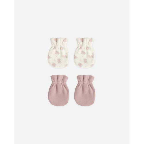 No Scratch Mittens Set Mauve, Flower Field