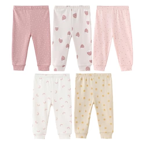 JELYLOVE Unisex Baby Boy Girl Pants Sets Cotton Soft Infants Bottoms Casual 5 Pack 0-12 Month Babies' Leggings