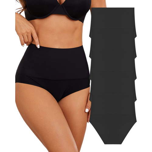 Finetoo 5 Pack Compression Underwear for Women High Waisteded Body Shaper Panties Butt Lifter Slimming Briefs Sport Breathable Panty for Ladies S-XXL